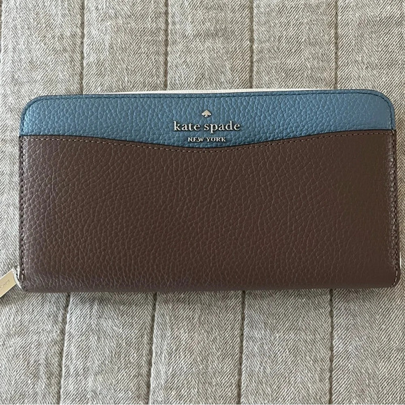 Kate Spade Leila Colorblock Large Continental Wallet in Baltic Blue - Picture 1 of 7